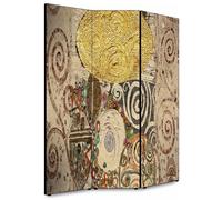 Lupia - Separe' per Interni, Divisorio 135,6 x H 176 x P 3,1 cm Composition Style Klimt paravento 3 Ante in Legno con Tele Stampate Fronte Retro Soggetto Unico