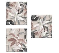 Lupia - Set 3 Quadri Moderni su Tela, Stampe Artistiche di Foglie Leaves Mix, Pronti da Appendere, Decorazioni per Soggiorno, Camera da Letto, Ufficio, 57x57 cm, Legno