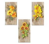 Lupia - Set 3 Quadri su Tela Canvas Day Sunflowers 38x75 cm Girasoli, Stampa Vivida, Pronto da Appendere, Decorazione per Soggiorno, Capezzale Testiera Camera da Letto, Cucina, Ufficio