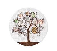Lupia - Sottotutto Decorato Albero della Vita in Legno Rotondo sotto Bicchiere, Piatto, pentola Tree White 32 cm 1 pz