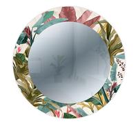 Lupia - Specchio da Parete Rotondo 65 cm Mirror Fantasy Banana Leaves Beige, Cornice Stampata in Legno, Moderno per Camera da Letto, Soggiorno, Ingresso, Made in Italy, specchiera Circolare