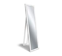 Lupia - Specchio da Terra Moderno BOSTON SHABBY WHITE FLOOR MIRROR 40x160cm, Cornice Legno Ecologico, Regolabile con Cavalletto o Appendibile, Vetro Cristallo Riflettente, Bianco, Legno
