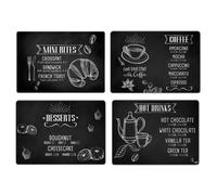 Lupia - Tovagliette americane lavabili, set da 4 pezzi in PVC rettangolari 28,5x43 cm XXL, KITCHEN BLACKBOARD lavagna, colazione pranzo cena, da tavola in cucina bar pizzeria pub birreria ristorante