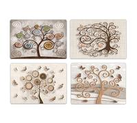 Lupia - Tovagliette americane lavabili, set da 4 pezzi in PVC rettangolari 28,5x43 cm XXL, decorate tema Albero della vita TREE da colazione pranzo cena da tavola in cucina bar pizzeria pub birreria