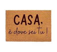 Lupia - Zerbino in fibra di cocco Naturale stampato 40x60 cm CASA MIA E' DOVE SEI TU, Retro antiscivolo, Tappeto ingresso Decorato interno esterno, Antibatterico e Facile da Pulire, Made in Italy