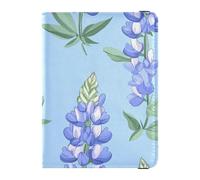 Lupine Glory - Custodia per passaporto in pelle blu impermeabile