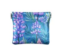 Lupine Glory - Portamonete in pelle blu per donne e uomini, organizer unico per carte e chiavi, per donna e ragazza