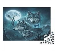 lupiPuzzle 1000 Pezzi Cartone Spesso Miglioramento Memoria Foresta illuminata dalla luna Anziani Tempo Libero, Legame Familiare, Regalo Natale 52x38cm/1000pcs