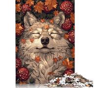 Lupo addormentato in autunno Puzzle da 1000 pezzi per adulti Interessanti giochi di puzzle per adulti contro lo stress per adolescenti 1000 pezzi (75x50 cm)