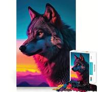 Lupo al tramonto - Puzzle per adulti da 1000 pezzi,gioco di memoria,taglio di alta precisione,attività creativa per momenti di tranquillità ed esercizio mentale a casa (50x75cm)