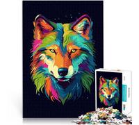 Lupo animale Pop Art Puzzle 1000 pezzi per adolescenti Giocattoli che creano dipendenza e sfidano l'intelligenza del cervello Lista dei desideri con Babbo Natale 38x26cm