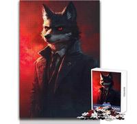 Lupo antropomorfo in abito con occhi rossi 1000 puzzle sviluppo cognitivo gioco divertente speciale regalo di festa premuroso dimensioni 50x75cm