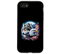 Lupo Aquila calva Bandiera Americana Luna Piena Capodanno Lupo Amante Custodia per iPhone SE (2020) / 7 / 8