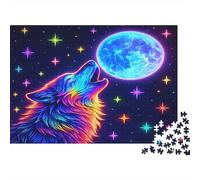 Lupo arcobaleno che ulula Puzzle 1000 Pezzi Carta riciclata per adulti Puzzle per adulti Gioco educativo per decompressione Ottima idea regalo per la creatività 70x50cm/1000pcs