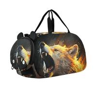 Lupo Arrabbiato Che Ulula Borsa Sportiva da Nuoto e Palestra con Scomparto per Scarpe Borsa da Viaggio per Il Fine Settimana Borsone per Ragazzi