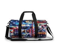 Lupo bandiera USA camion dei pompieri stampato palestra sport borsa da viaggio borsone leggero Weekender borse per uomo donna, Stile:, 17.7in/9in/9in, MHXYZHW