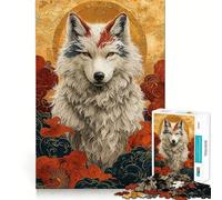 Lupo bianco con macchie rosse e blu,puzzle da 1000 pezzi per adulti,sfida mentale,taglio preciso,allineamento perfetto,divertimento per tutta la famiglia,attività serale (38x26cm)