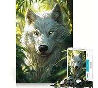 Lupo bianco e volpe nella giungla Puzzle da 1000 pezzi per adulti Gioco di sfida mentale Taglio preciso e allineamento perfetto Divertimento per tutta la famiglia Attività serale (38x52cm)