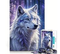 Lupo bianco in inverno Puzzle da 1000 pezzi Gioco di sfida mentale Taglio di precisione Divertente sfida per il tempo di attesa (38x52cm)
