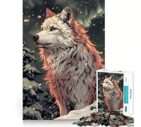 Lupo bianco nella foresta innevata Puzzle da 1000 pezzi per ragazzi Gioco stimolante per la mente Incastri precisi,senza spazi vuoti Attività rilassante di gruppo al chiuso (38x26cm)
