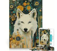 Lupo bianco nella giungla stellata Puzzle da 1000 pezzi per ragazzi Gioco di concentrazione mentale Taglio di precisione Bordi lisci Ideale come regalo di Natale (38x52cm)