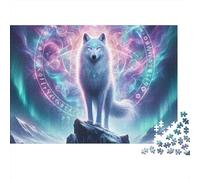 Lupo Bianco Puzzle 1000 Pezzi Carta per Adulti Alone Magico Gioco di Puzzle 1000 Pezzi Famiglia Decorazione Relax 52x38cm/1000pcs
