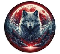 Lupo Bianco Puzzle 1000 Pezzi Rotondo Puzzle per Adulti Foresta alla Luce della Luna
