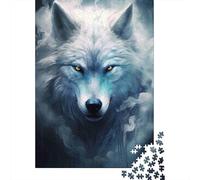 Lupo Bianco Puzzle per Adulti Puzzle 1000 Pezzi Foresta Nebbiosa Gioco di Puzzle 1000 Pezzi Relax Interazione Decorazione Regalo 38x26cm/1000pcs