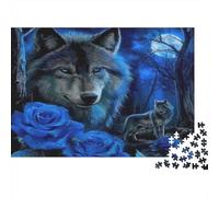 Lupo blu sogno Puzzles 1000 Pezzi In Lupo e rosa Incastro Perfetto, Un Gioco Di Puzzle Per Enigma Per Lo Stress Relief, Ideale Per Per La Decompressione E La Decorazione Delle Pare