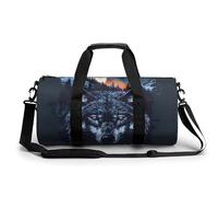 Lupo caccia luna stampato palestra sport borsa da viaggio borsone leggero Weekender borse per uomo donna, Stile:, 17.7in/9in/9in, MHXYZHW