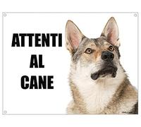 LUPO CECOSLOVACCO attenti al cane mod 1 TARGA cartello IN METALLO (15X20)