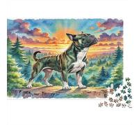 Lupo Cecoslovacco - Carta spessa e resistente - Cane tigrato sulla roccia nella foresta al tramonto - Puzzle - Regalo per bambini per principianti - 38x26cm/1000 pezzi