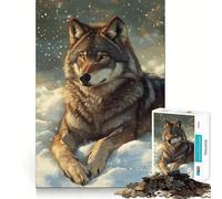Lupo che riposa nella neve - Puzzle da 1000 pezzi per adulti - Allenamento mentale - Divertimento - Taglio laser di alta qualità - Attività di gruppo rilassante al chiuso (50x75cm)
