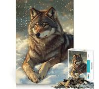 Lupo che riposa nella neve - Puzzle da 1000 pezzi per adulti - Gioco stimolante per la mente - Superficie liscia e senza sbavature - Hobby affascinante per i momenti di svago (38x26cm)