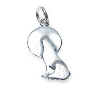 Lupo che ulula alla luna charm in argento sterling .925 x 1 Lupi charms