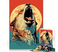 Lupo che ulula alla luna di sangue - Puzzle da 1000 pezzi per adolescenti - Pensiero chiaro, impegno delicato, incastro solido, bel regalo (38x52cm)