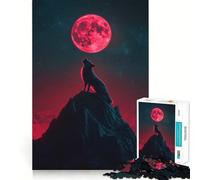Lupo che ulula alla luna di sangue - Puzzle da 1000 pezzi per adulti - Gioco di potenziamento mentale - Taglio laser per un incastro perfetto - Divertimento in famiglia - Attività serale (38x52cm)