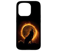 Lupo che ulula alla luna Eclissi solare Alpha Lunar Mountain Custodia per iPhone 15 Pro