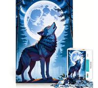 Lupo che ulula alla luna - Puzzle da 1000 pezzi per adulti - Gioco di memoria e concentrazione - Incastro perfetto - Compatto e divertente per tutta la famiglia (38x26cm)