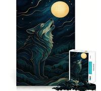 Lupo che ulula alla luna - Puzzle da 1000 pezzi per ragazzi - Gioco di apprendimento cognitivo - Incastro perfetto - Compatto e divertente per tutta la famiglia (38x52cm)