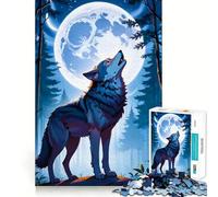 Lupo che ulula alla luna - Puzzle per adolescenti da 1000 pezzi,gioco di memoria divertente,componenti robusti e ben rifiniti,portatile,ideale per i viaggi (38x52cm)