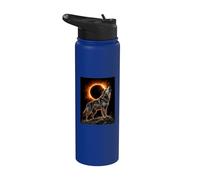 Lupo che ulula alla luna Total Solar Eclipse Alpha Mountain Stainless Steel Insulated Water Bottle
