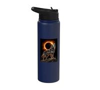 Lupo che ulula alla luna Total Solar Eclipse Alpha Mountain Stainless Steel Insulated Water Bottle