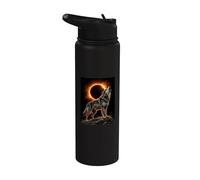 Lupo che ulula alla luna Total Solar Eclipse Alpha Mountain Stainless Steel Insulated Water Bottle