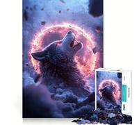Lupo che ulula all'anello infuocato - Puzzle per adulti da 1000 pezzi - Gioco di memoria,taglio di alta precisione,attività creativa per momenti di tranquillità e allenamento mentale a casa (38x26cm)