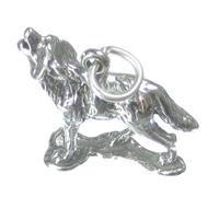 Lupo che ulula ciondolo in argento sterling .925 x 1 Lupi che ululano charms
