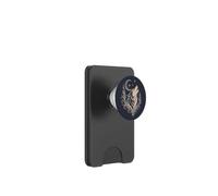Lupo che ulula con falce di luna e ornamenti botanici PopSockets PopWallet per MagSafe