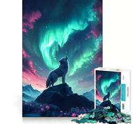Lupo che ulula sotto l'aurora boreale - Puzzle da 1000 pezzi per ragazzi - Gioco di apprendimento cognitivo - Incastro perfetto - Compatto e divertente per tutta la famiglia (50x75cm)