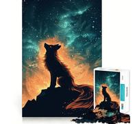 Lupo che ulula sotto un cielo di fuoco cosmico - Puzzle da 1000 pezzi - Divertimento e allenamento per la mente - Pezzi a incastro precisi - Un hobby affascinante per i momenti di svago (38x26cm)