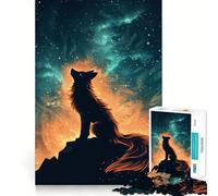 Lupo che ulula sotto un cielo di fuoco cosmico - Puzzle da 1000 pezzi - Gioco di abilità mentale - Qualità premium - Taglio laser - Esercizio per la mente e il relax a casa (38x52cm)